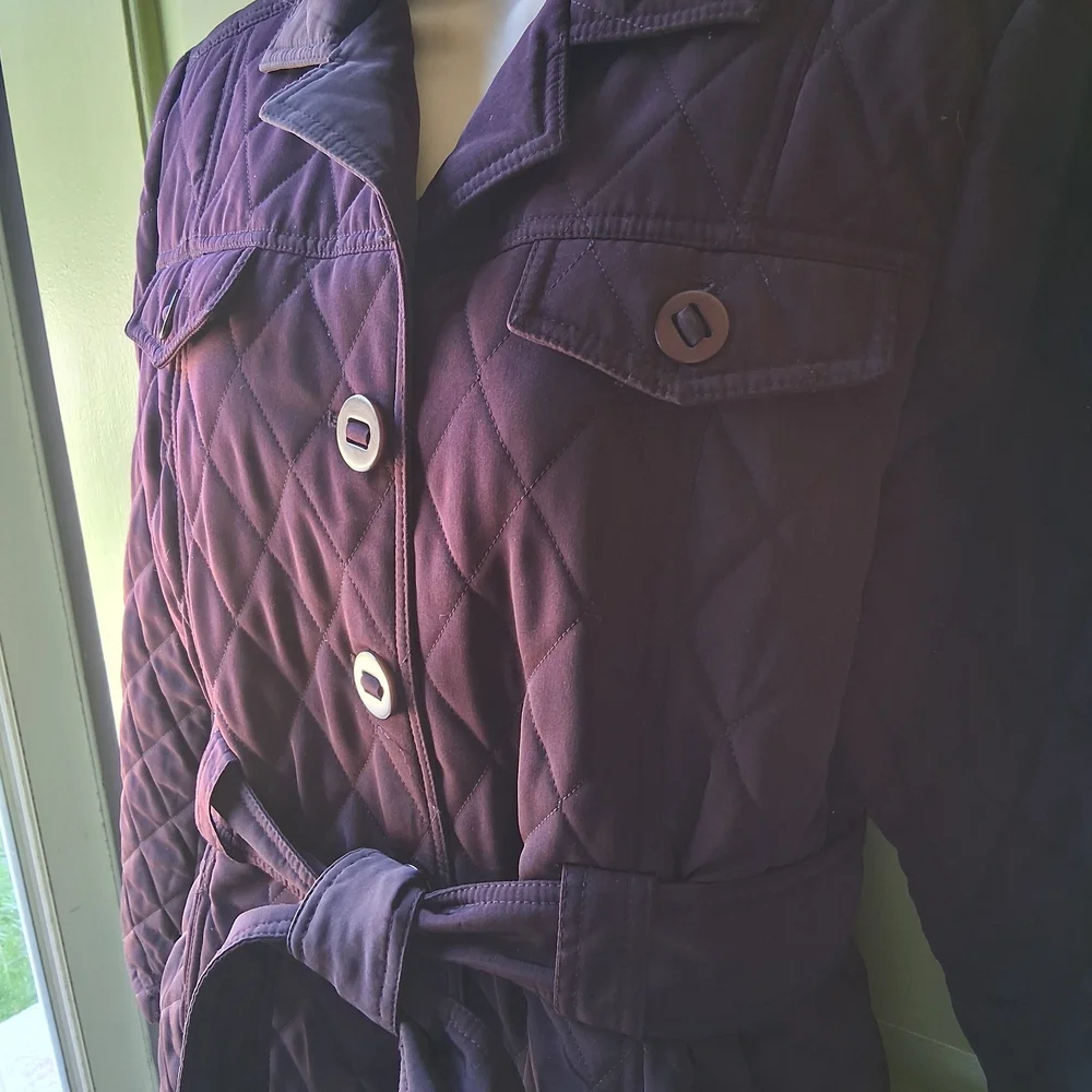 Esprit Quilted Plum Belted Jacket - Picture 2 of 7